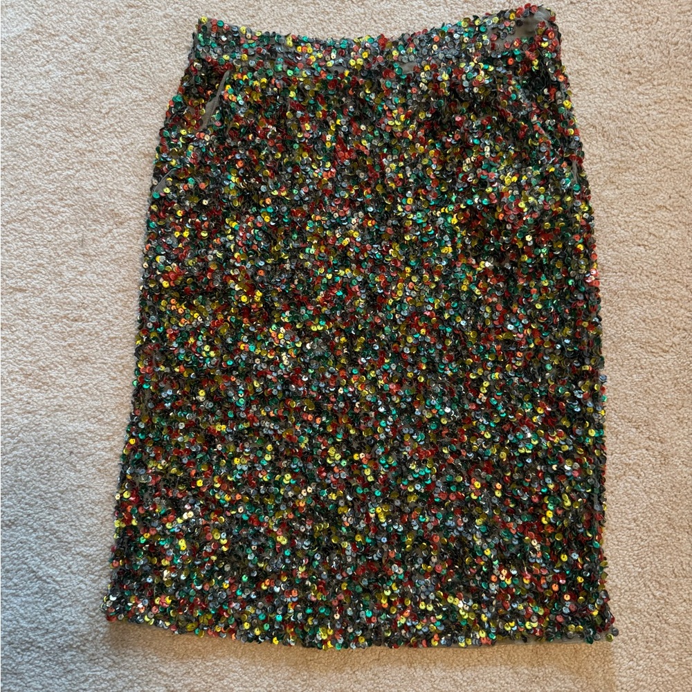 Anthropologie Carnation Lily Lily Rose Festival Glam Sequined Skirt Size 6